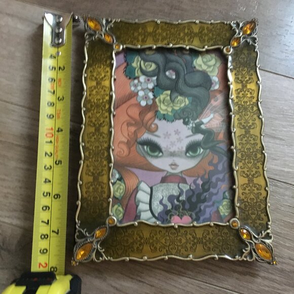 Y2K Metal, Gem and Enamel Photo Desk Frame With Junko Mizuno Promo Card - Picture 7 of 9